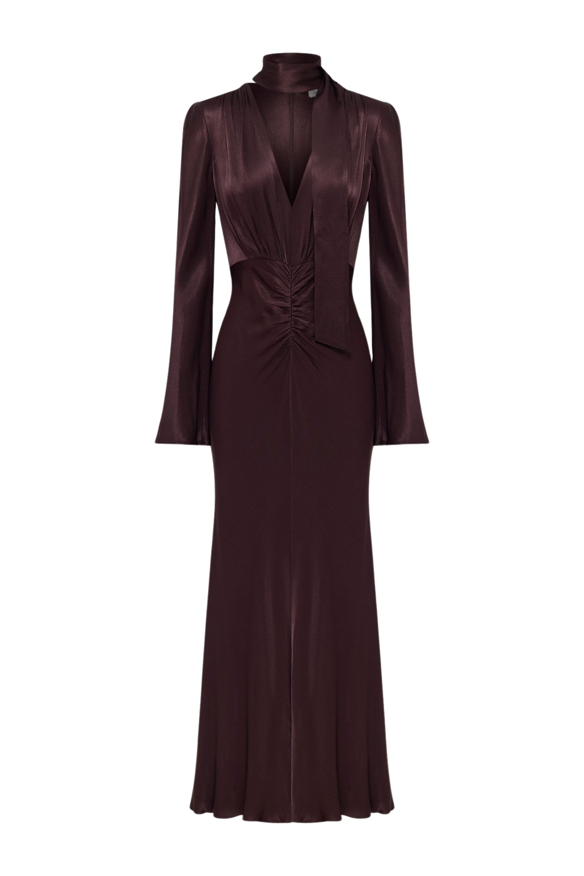 Shona Joy La Lune Plunged Long Sleeve Maxi Dress