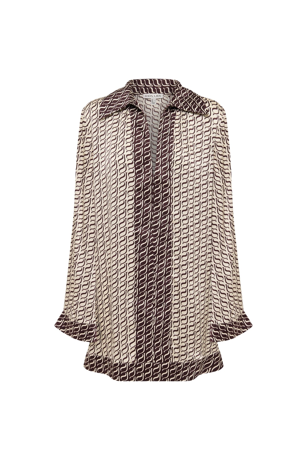Shona Joy Monogram Silk Contrast Mini Dress