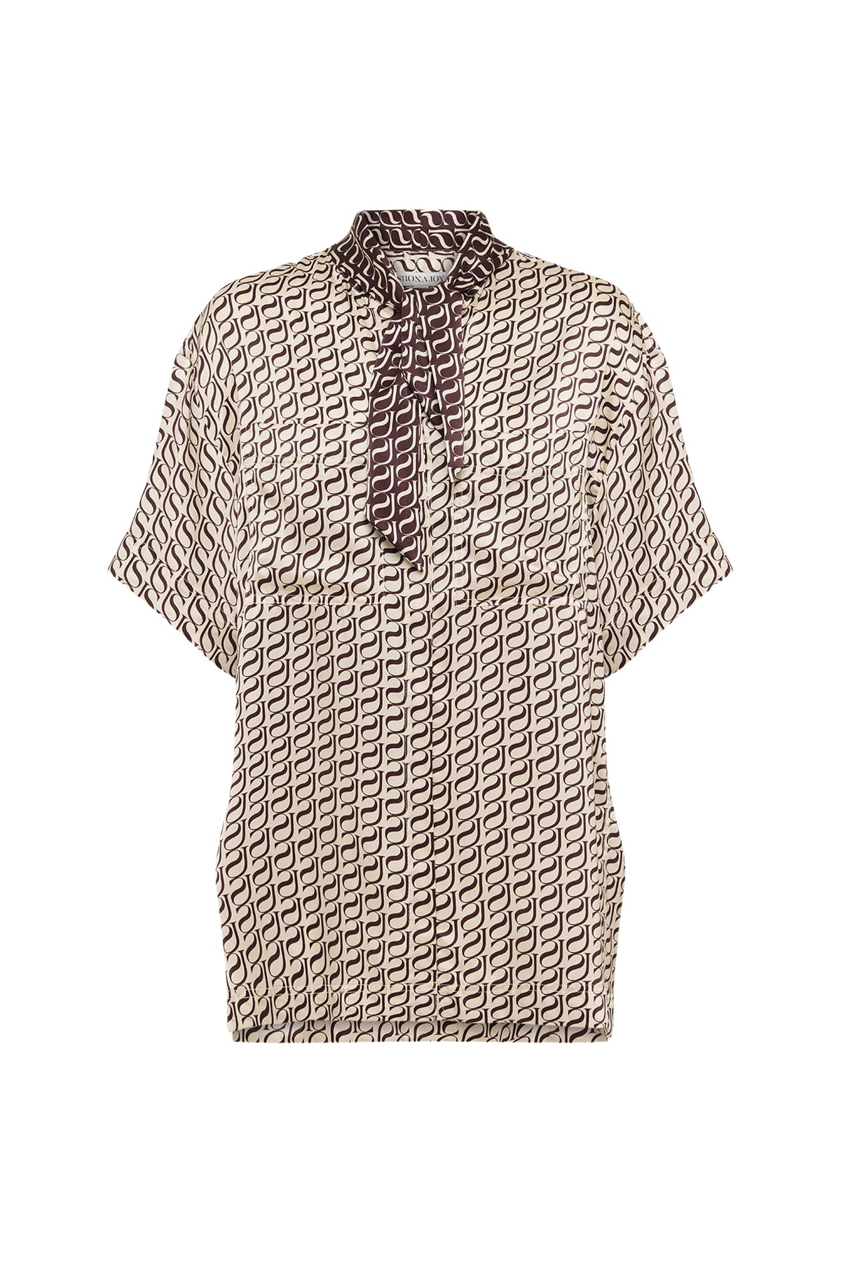 Shona Joy Monogram Silk Contrast Shirt