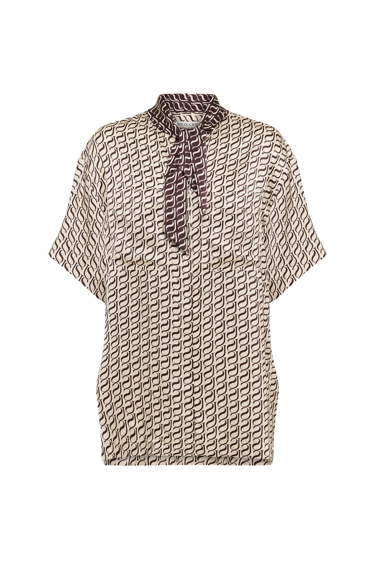 Shona-Joy-Monogram-Silk-Contrast-Shirt-2025-coveti84287_nobg Shona Joy Brown Tops luxury Clothing from Luxury Handbags Marketplace