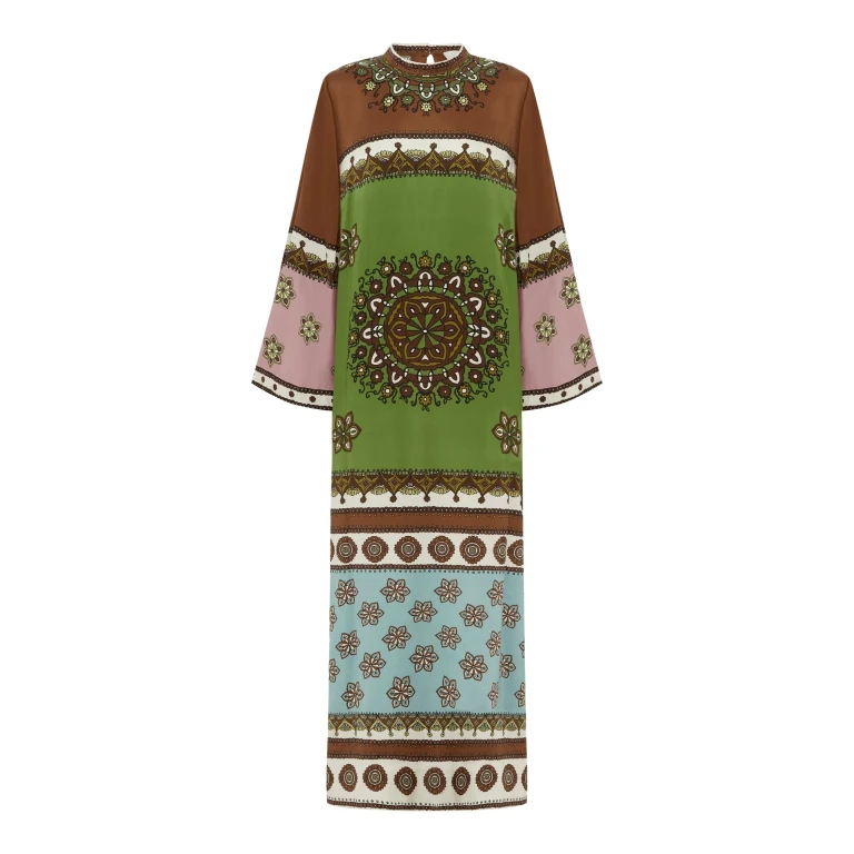 alemais contina silk midi dress