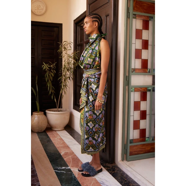 Alemais Cece Spliced Silk Skirt