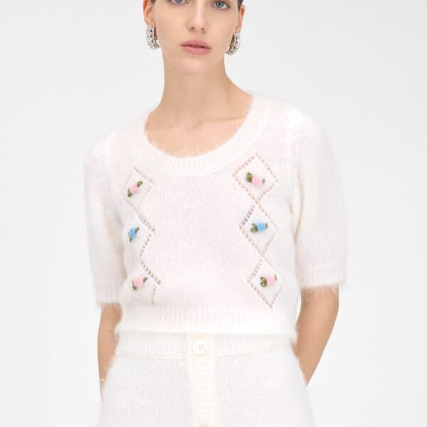 Alessandra Rich Carded Mohair Midi Skirt, view 5