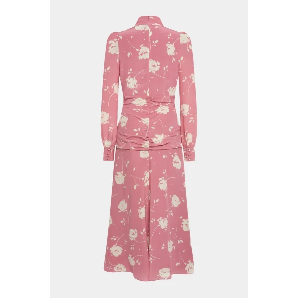 Rose Print High Neck Dress