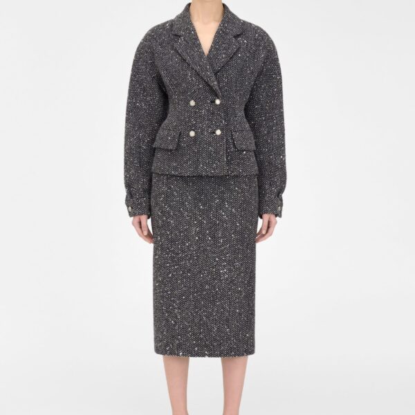 Alessandra Rich Sequin Tweed Midi Skirt, view 3
