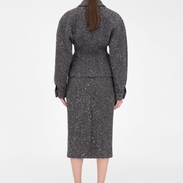 Alessandra Rich Sequin Tweed Midi Skirt, view 4