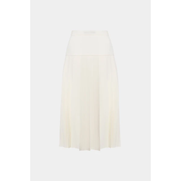 Wool Crepe Pleated Skirt
