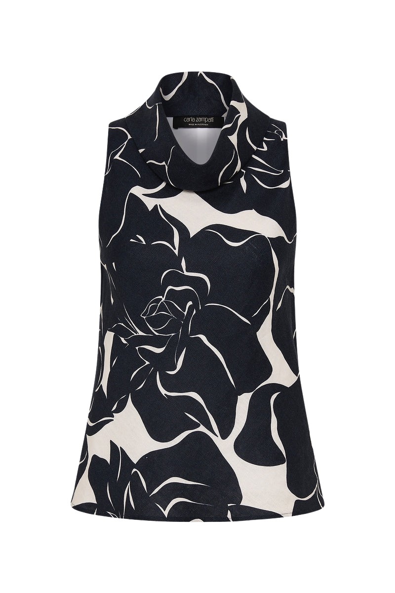 Carla-Zampatti-Celestial-Petals-Linen-Folded-Collar-Top91812_nobg Carla Zampatti Tops