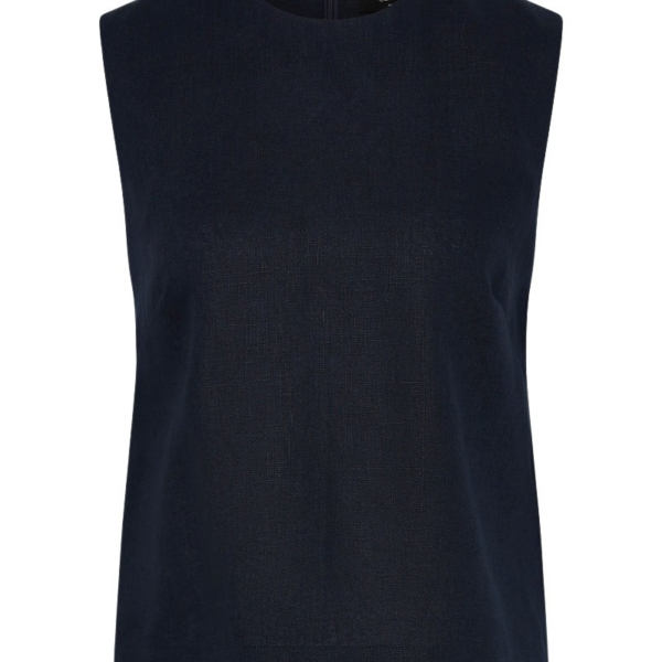 Carla Zampatti Navy Linen Tank Top