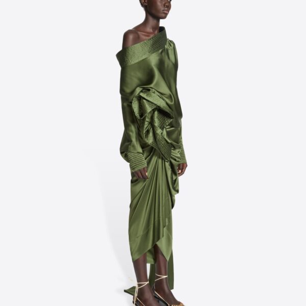 Dries Van Noten Draped silk satin skirt, view 2