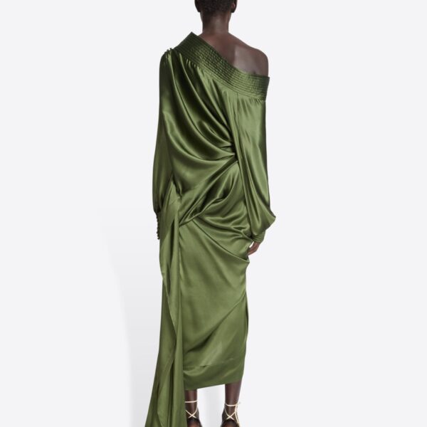 Dries Van Noten Draped silk satin skirt, view 3