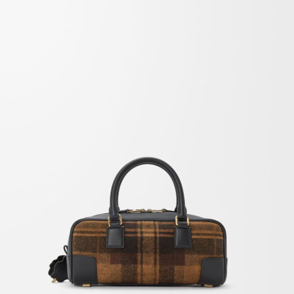 LOEWE Amazona 23 Cropped Bag In Tartan Suede And Nappa Calfskin, view 3