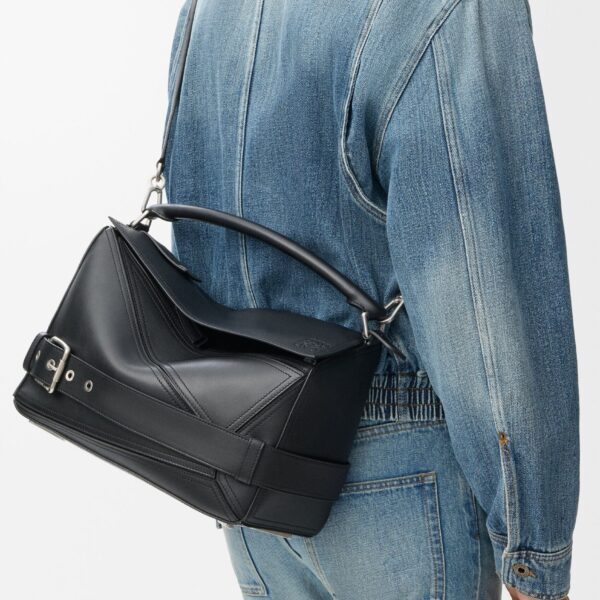 LOEWE Large Puzzle Biker Bag In Shiny Calfskin, view 2