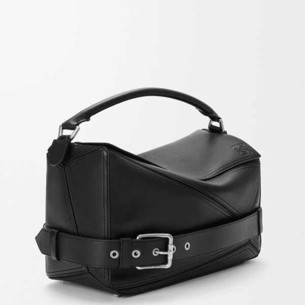 LOEWE Large Puzzle Biker Bag In Shiny Calfskin, view 3