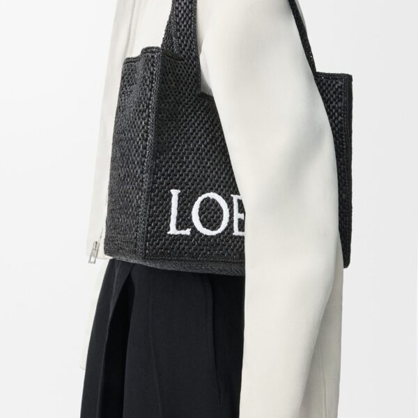 LOEWE Medium Loewe Font Tote In Raffia, view 2