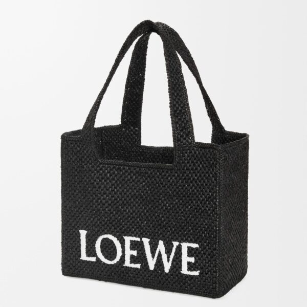 LOEWE Medium Loewe Font Tote In Raffia, view 4