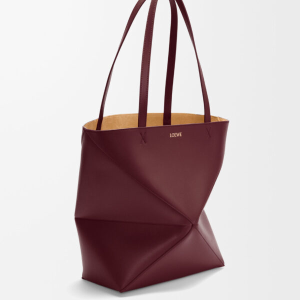 LOEWE Medium Puzzle Fold Tote In Shiny Calfskin, view 3