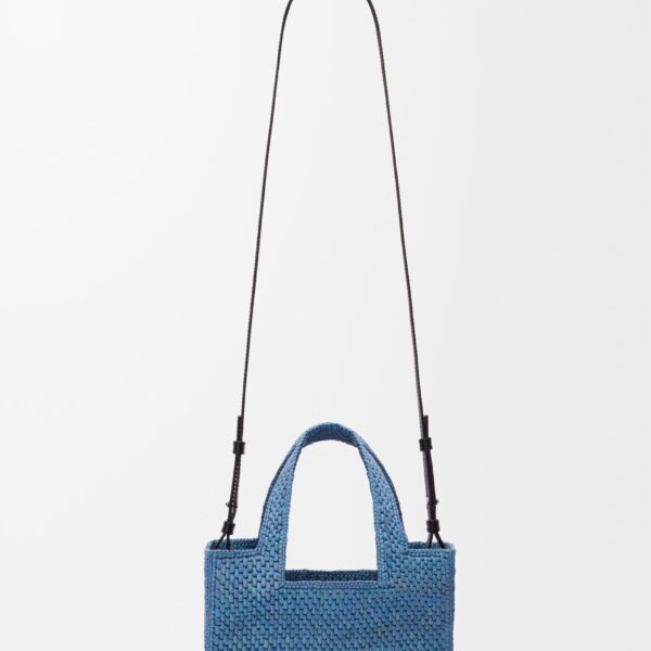 LOEWE Mini Loewe Font Tote In Raffia, view 4