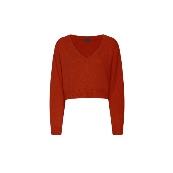 Lapointe Cashmere Cropped V Neck Sweater