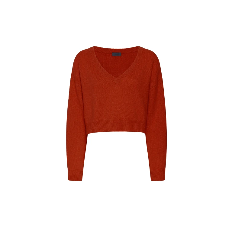 Lapointe Cashmere Cropped V Neck Sweater
