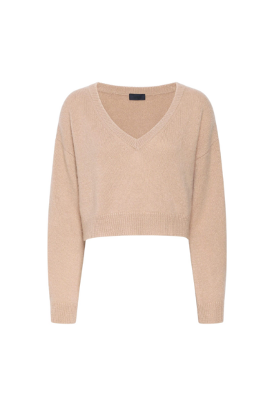 Lapointe Cashmere Cropped V Neck Sweater