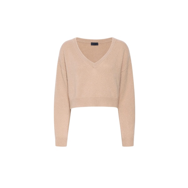 Lapointe Cashmere Cropped V Neck Sweater