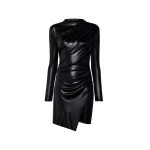 Lapointe Coated Jersey Draped Mini Dress