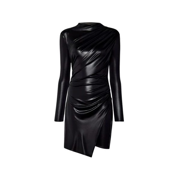 Lapointe Coated Jersey Draped Mini Dress