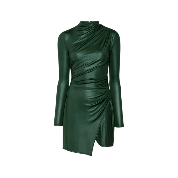 Lapointe Coated Jersey Draped Mini Dress