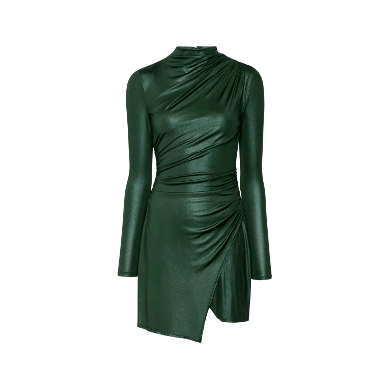 Lapointe Coated Jersey Draped Mini Dress