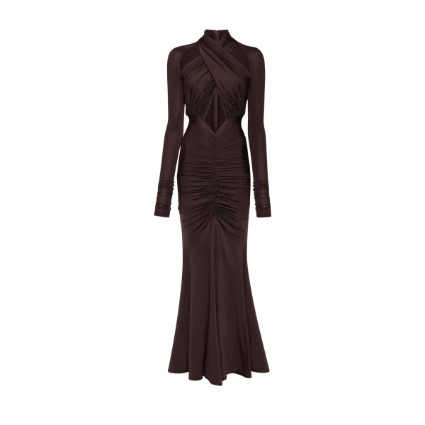 Lapointe Jersey Halter Ruched Gown