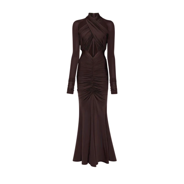 Lapointe Jersey Halter Ruched Gown