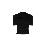 Lapointe Jersey Mock Neck Ruched Top