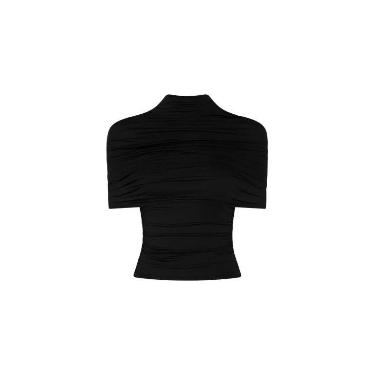 Lapointe Jersey Mock Neck Ruched Top