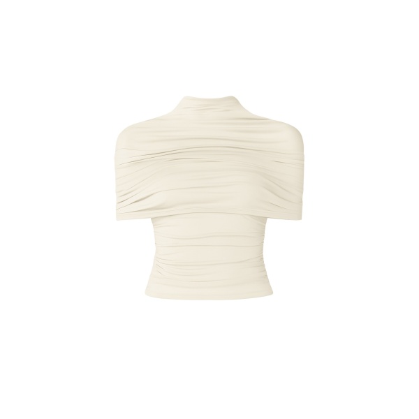 Lapointe Jersey Mock Neck Ruched Top