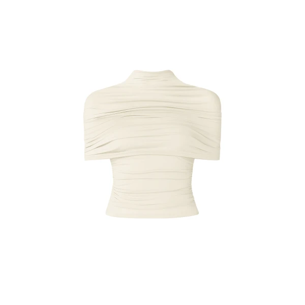 Lapointe Jersey Mock Neck Ruched Top