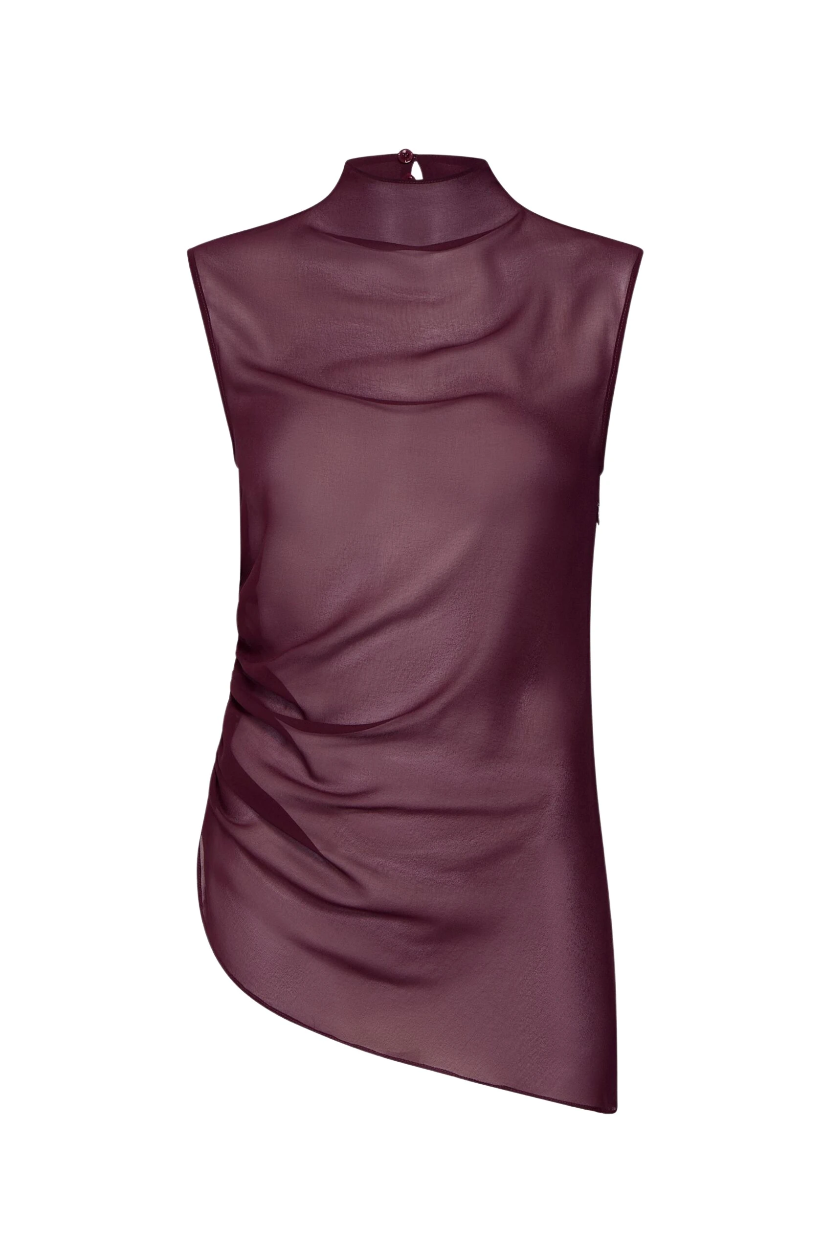 Lapointe-Lightweight-Georgette-Mock-Neck-Ruched-Top-4-scaled87821_nobg Lapointe Lightweight Georgette Mock Neck Ruched Top