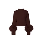 Lapointe Merino Mock Neck Sweater With Feathers