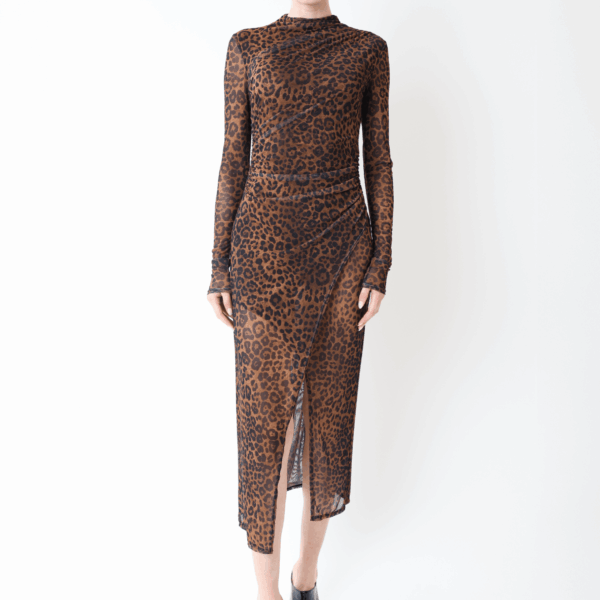 LaPointe Printed Mesh Draped Midi Dress, view 2