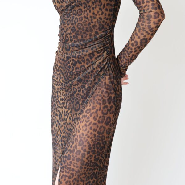 LaPointe Printed Mesh Draped Midi Dress, view 4