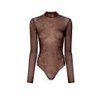 Lapointe Printed Mesh Mock Neck Bodysuit