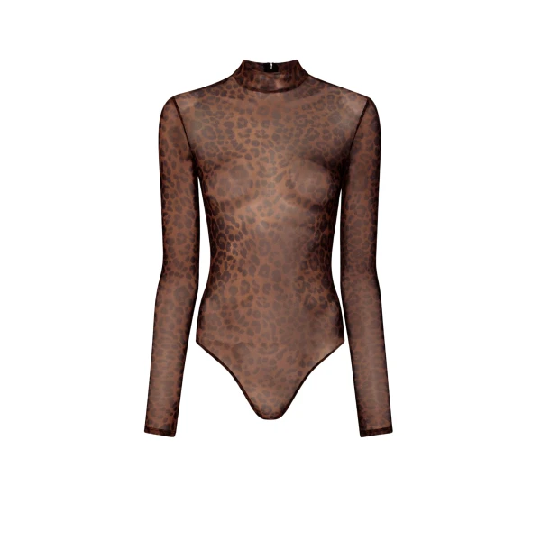 Lapointe Printed Mesh Mock Neck Bodysuit