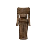 Lapointe Printed Mesh Off Shoulder Midi Dress