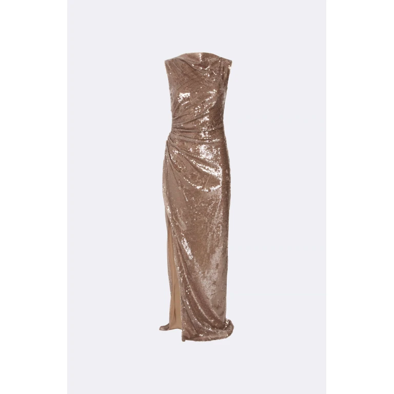 Lapointe Sheer Sequin Ruched Gown With Slit