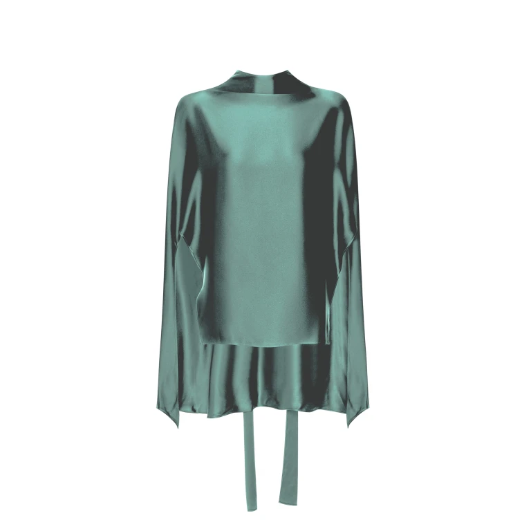 Lapointe Silky Twill Scarf Cape Top
