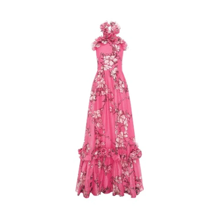 Leo Lin Pink Dresses Soft pink and ivory magnolias scattered across a gentle base. Light
