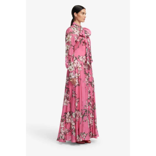 Premium silk blend printed maxi dress