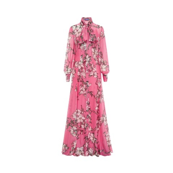 Leo Lin Pink Dresses Soft pink and ivory magnolias scattered across a gentle base. Light