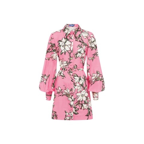 Leo Lin Pink Dresses Soft pink and ivory magnolias scattered across a gentle base. Light