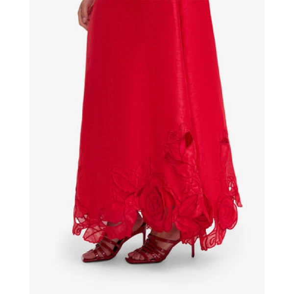 Fully lined - Linen Appliqué Maxi Skirt from Luxury Shoes 